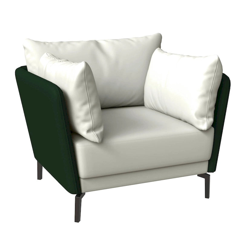 Fauteuil moderne monoplace en similicuir rembourré avec pieds en métal pour salon