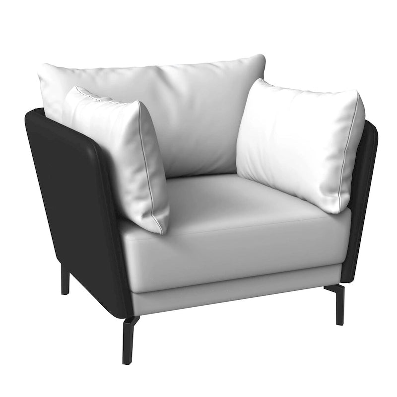 Fauteuil moderne monoplace en similicuir rembourré avec pieds en métal pour salon