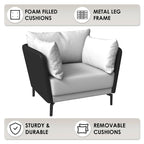Fauteuil moderne monoplace en similicuir rembourré avec pieds en métal pour salon