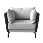 Fauteuil moderne monoplace en similicuir rembourré avec pieds en métal pour salon