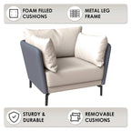 Fauteuil moderne monoplace en similicuir rembourré avec pieds en métal pour salon