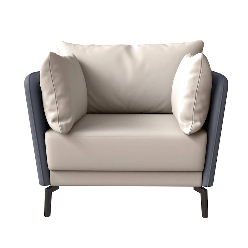 Fauteuil moderne monoplace en similicuir rembourré avec pieds en métal pour salon