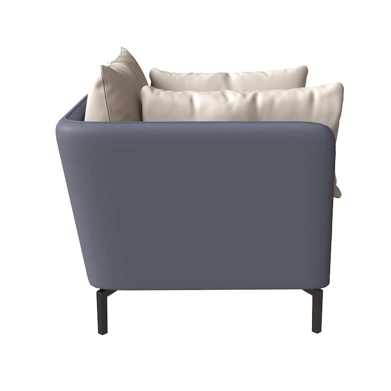 Fauteuil moderne monoplace en similicuir rembourré avec pieds en métal pour salon