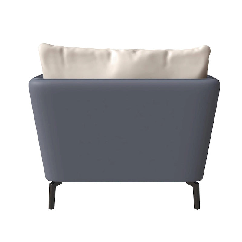 Fauteuil moderne monoplace en similicuir rembourré avec pieds en métal pour salon