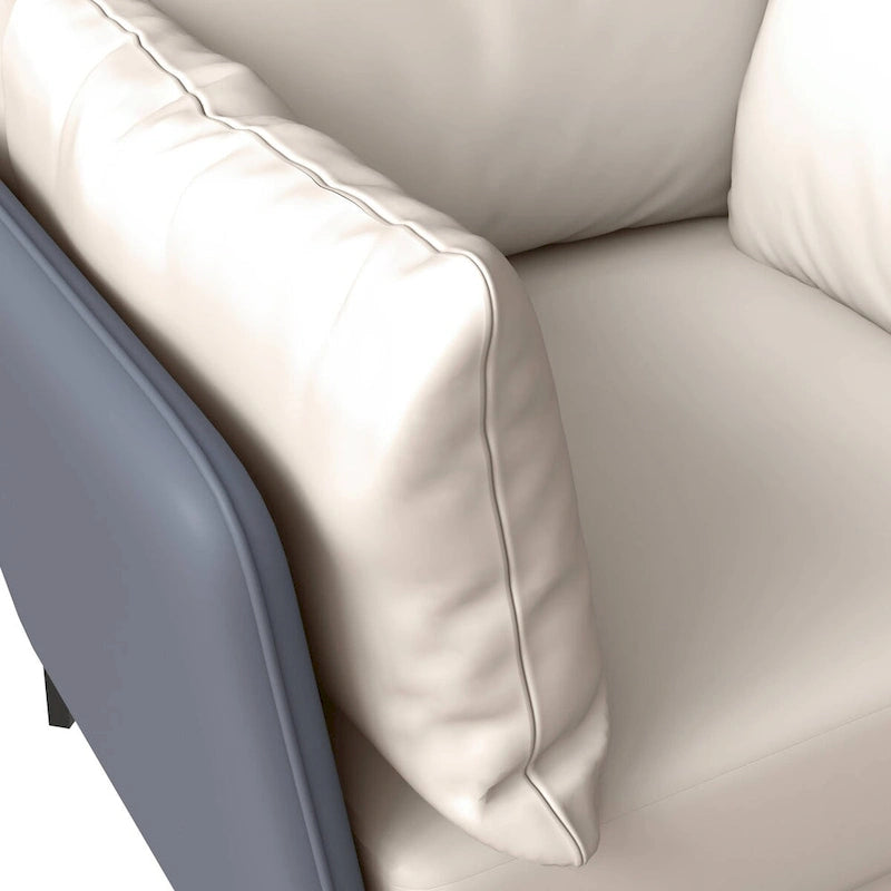 Fauteuil moderne monoplace en similicuir rembourré avec pieds en métal pour salon