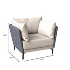 Fauteuil moderne monoplace en similicuir rembourré avec pieds en métal pour salon
