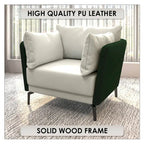 Fauteuil moderne monoplace en similicuir rembourré avec pieds en métal pour salon