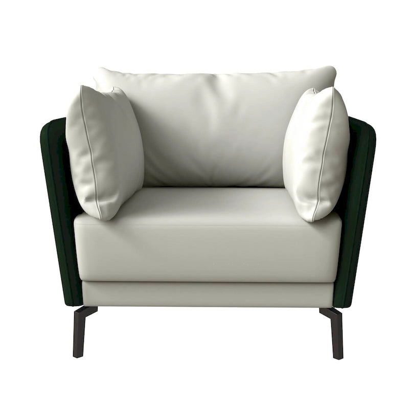 Fauteuil moderne monoplace en similicuir rembourré avec pieds en métal pour salon