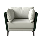 Fauteuil moderne monoplace en similicuir rembourré avec pieds en métal pour salon