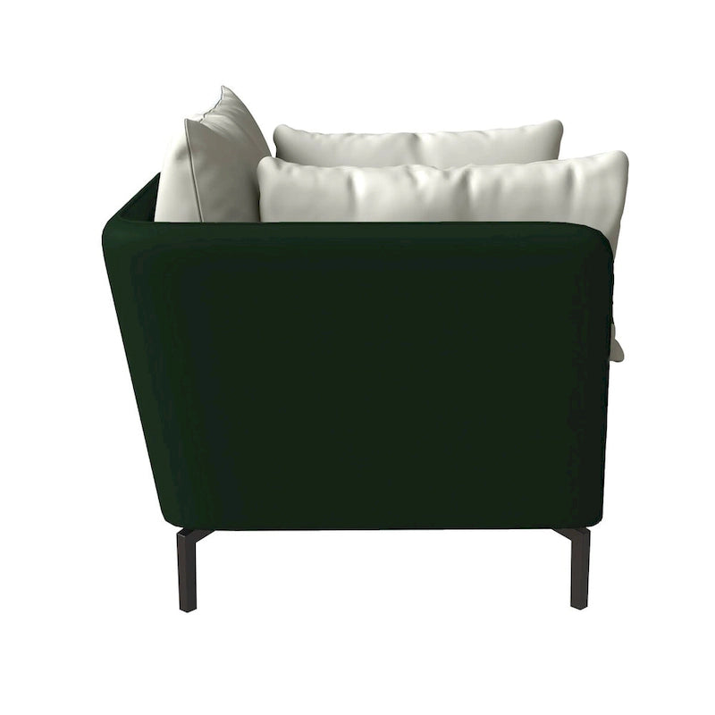 Fauteuil moderne monoplace en similicuir rembourré avec pieds en métal pour salon
