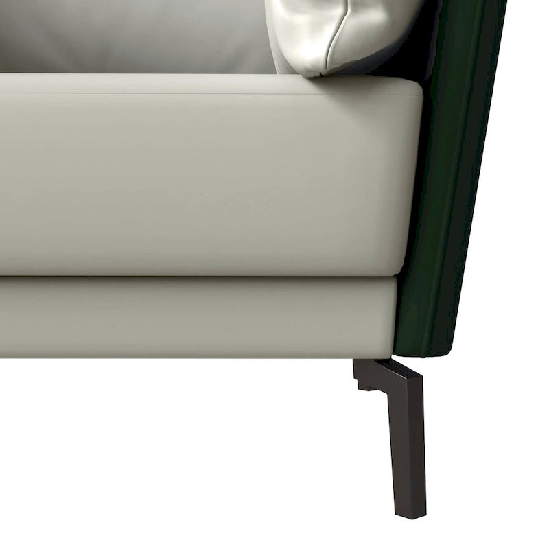Fauteuil moderne monoplace en similicuir rembourré avec pieds en métal pour salon