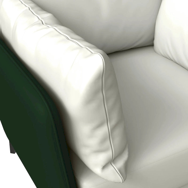 Fauteuil moderne monoplace en similicuir rembourré avec pieds en métal pour salon