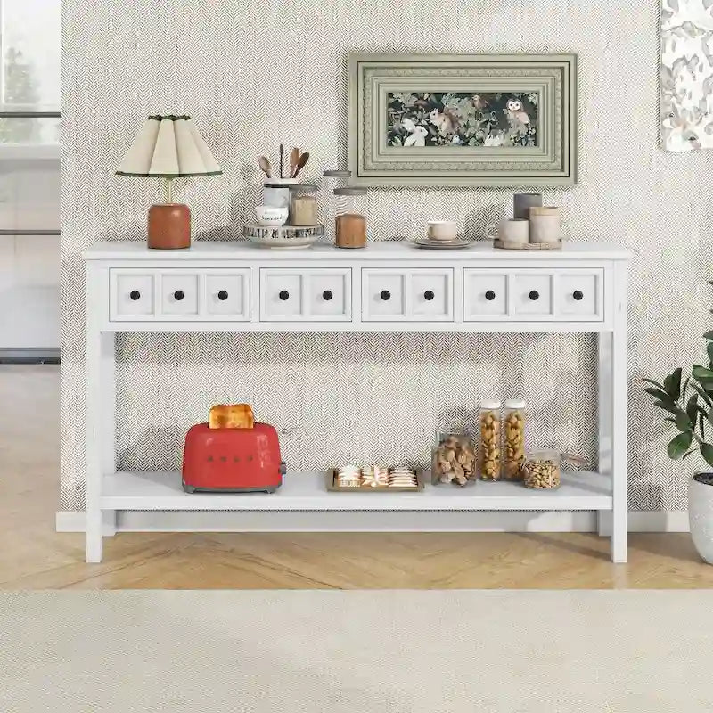 Console d'entrée rustique avec tiroirs et étagère inférieure