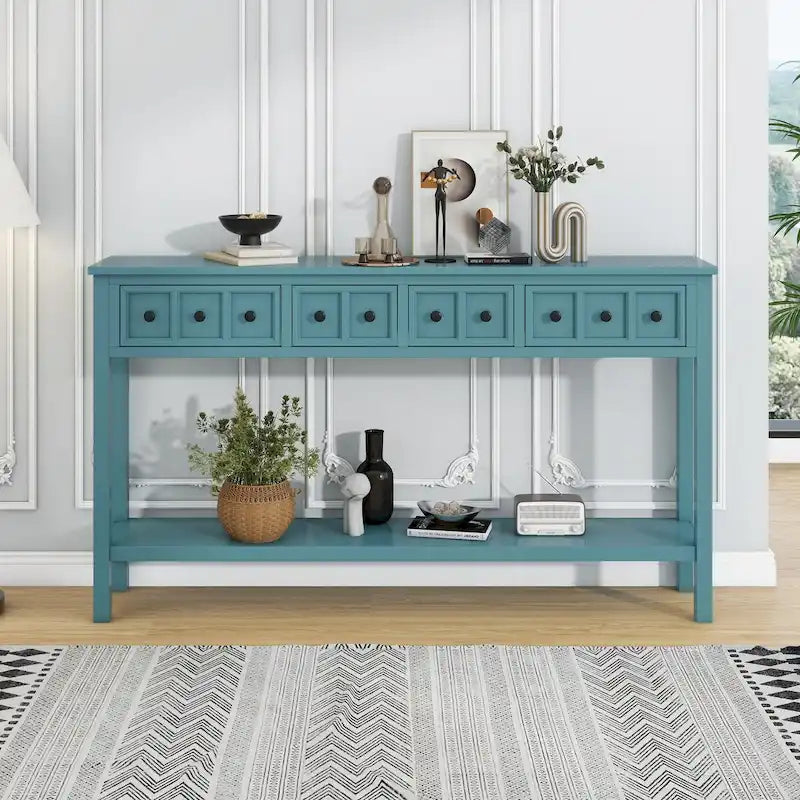 Console d'entrée rustique avec tiroirs et étagère inférieure