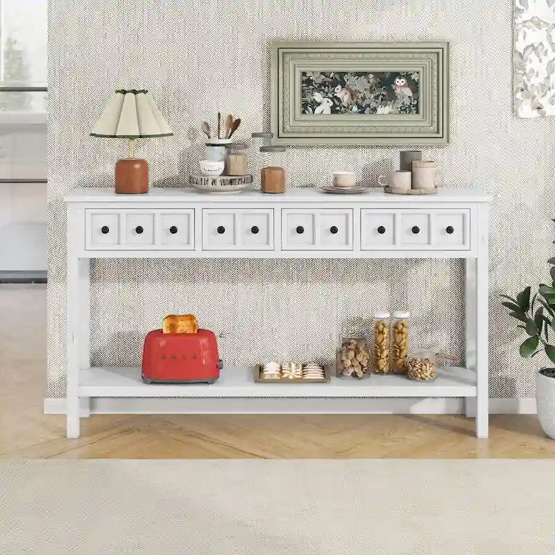 Console d'entrée rustique avec tiroirs et étagère inférieure