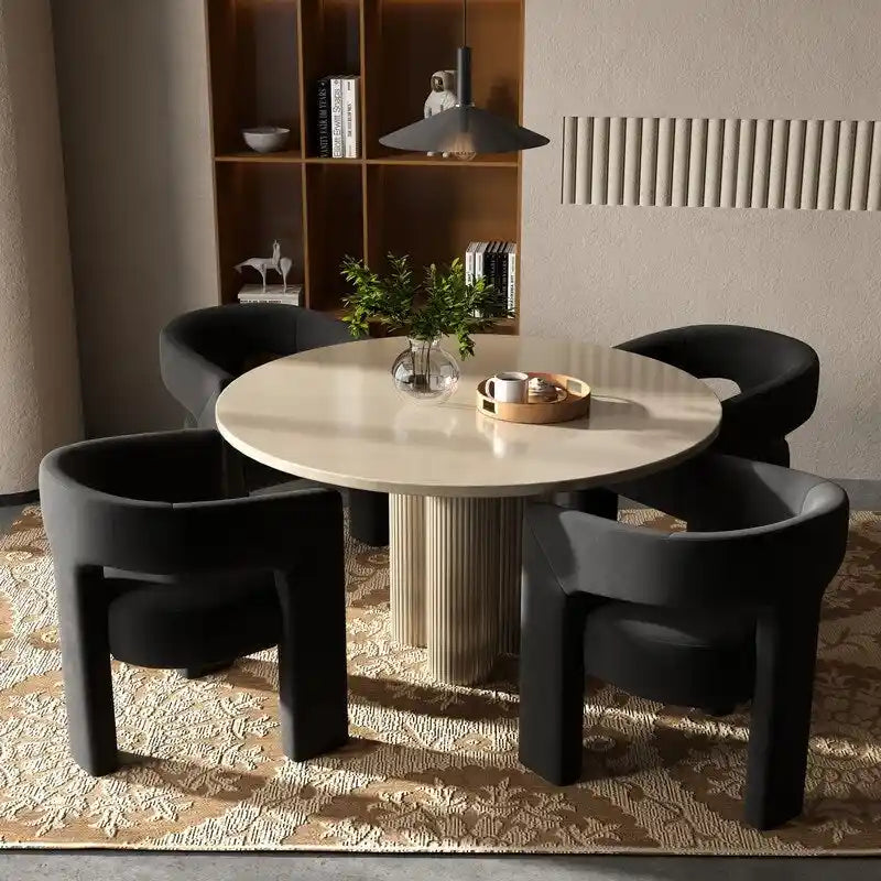 Chaise de salle à manger moderne capitonnée en velours, fauteuil d'appoint à dossier ouvert, lot de 4