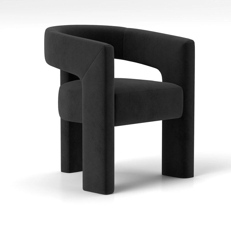 Chaise de salle à manger moderne capitonnée en velours, fauteuil d'appoint à dossier ouvert, lot de 4