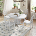 Ensemble de table à manger ronde extensible en bois massif pour 4 personnes pour cuisine et salle à manger, style ferme