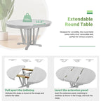 Ensemble de table à manger ronde extensible en bois massif pour 4 personnes pour cuisine et salle à manger, style ferme