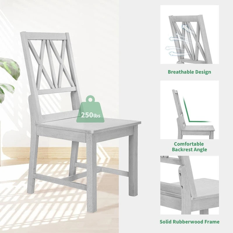 Ensemble de table à manger ronde extensible en bois massif pour 4 personnes pour cuisine et salle à manger, style ferme