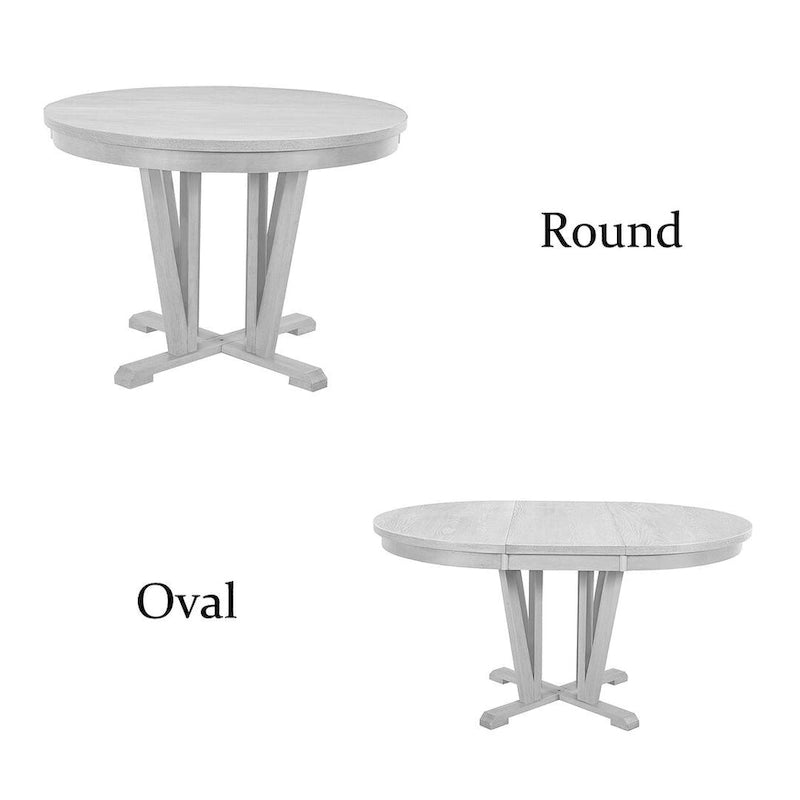 Ensemble de table à manger ronde extensible en bois massif pour 4 personnes pour cuisine et salle à manger, style ferme