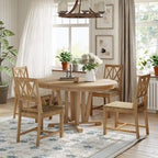 Ensemble de table à manger ronde extensible en bois massif pour 4 personnes pour cuisine et salle à manger, style ferme