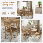 Ensemble de table à manger ronde extensible en bois massif pour 4 personnes pour cuisine et salle à manger, style ferme