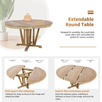 Ensemble de table à manger ronde extensible en bois massif pour 4 personnes pour cuisine et salle à manger, style ferme