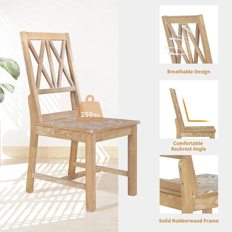 Ensemble de table à manger ronde extensible en bois massif pour 4 personnes pour cuisine et salle à manger, style ferme