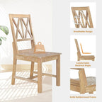 Ensemble de table à manger ronde extensible en bois massif pour 4 personnes pour cuisine et salle à manger, style ferme