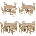 Ensemble de table à manger ronde extensible en bois massif pour 4 personnes pour cuisine et salle à manger, style ferme