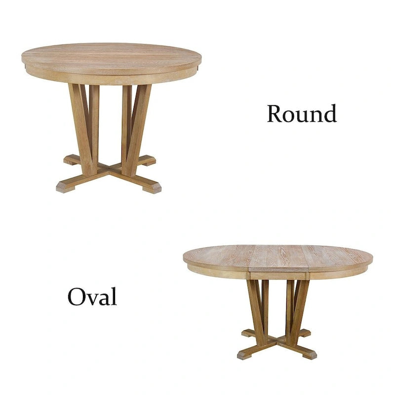Ensemble de table à manger ronde extensible en bois massif pour 4 personnes pour cuisine et salle à manger, style ferme