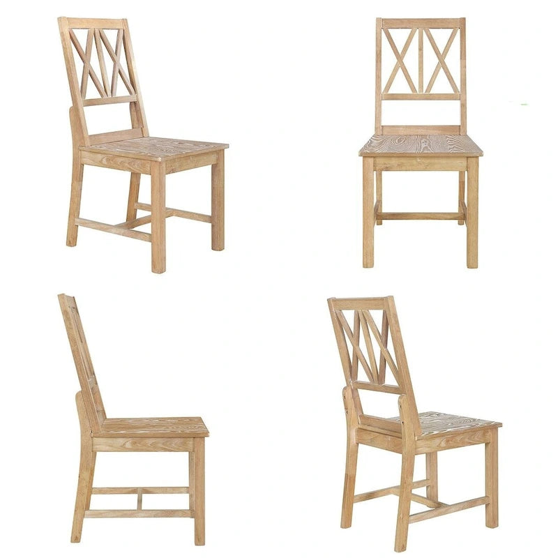 Ensemble de table à manger ronde extensible en bois massif pour 4 personnes pour cuisine et salle à manger, style ferme