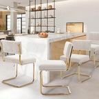 Chaises de salle à manger Mid-Century en velours côtelé avec piètement en métal doré, lot de 4