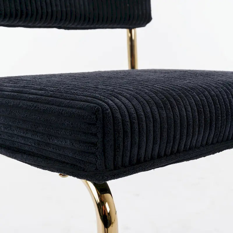 Chaises de salle à manger Mid-Century en velours côtelé avec piètement en métal doré, lot de 4