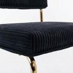 Chaises de salle à manger Mid-Century en velours côtelé avec piètement en métal doré, lot de 4