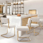 Chaises de salle à manger Mid-Century en velours côtelé avec piètement en métal doré, lot de 4