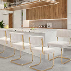 Chaises de salle à manger Mid-Century en velours côtelé avec piètement en métal doré, lot de 4