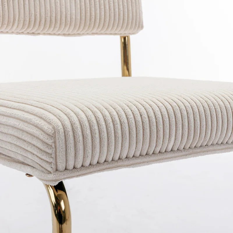 Chaises de salle à manger Mid-Century en velours côtelé avec piètement en métal doré, lot de 4