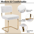 Chaises de salle à manger Mid-Century en velours côtelé avec piètement en métal doré, lot de 4