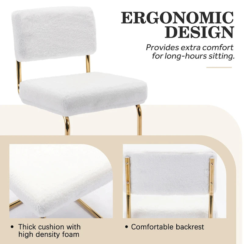 Chaises de salle à manger Mid-Century en velours côtelé avec piètement en métal doré, lot de 4
