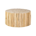 Table basse ronde en teck massif naturel, style fagot de branches