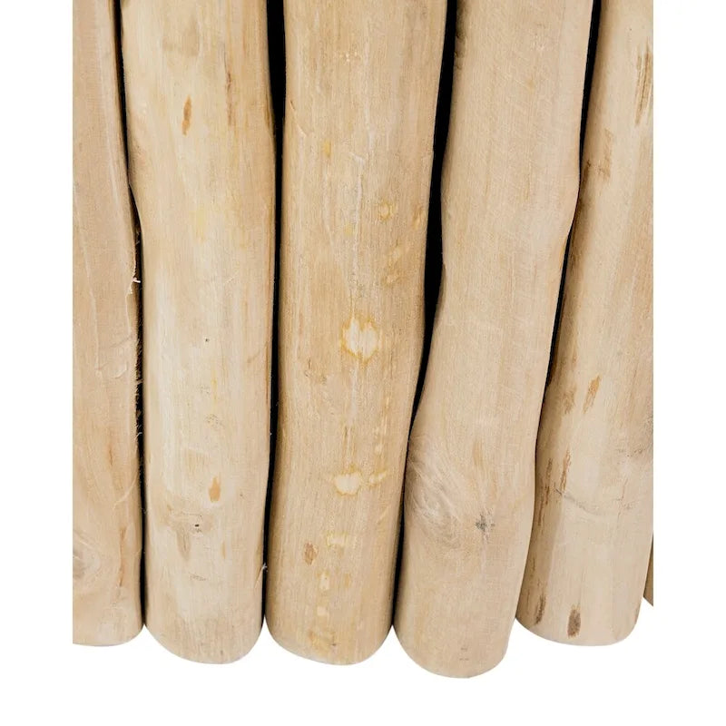 Table basse ronde en teck massif naturel, style fagot de branches