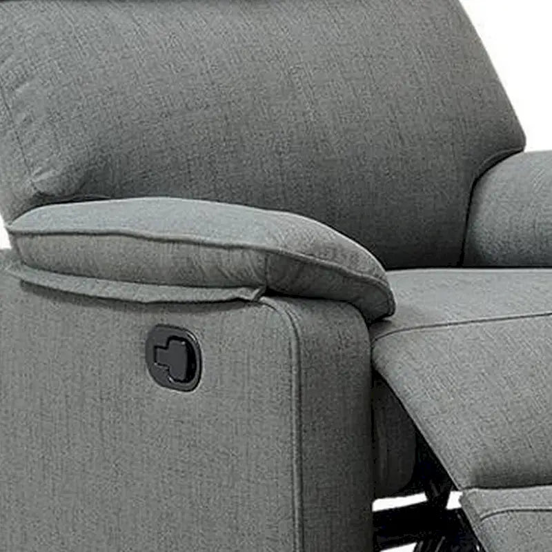 Fauteuil inclinable manuel de 35 pouces, en toile de jute grise, avec siège rembourré et bois massif