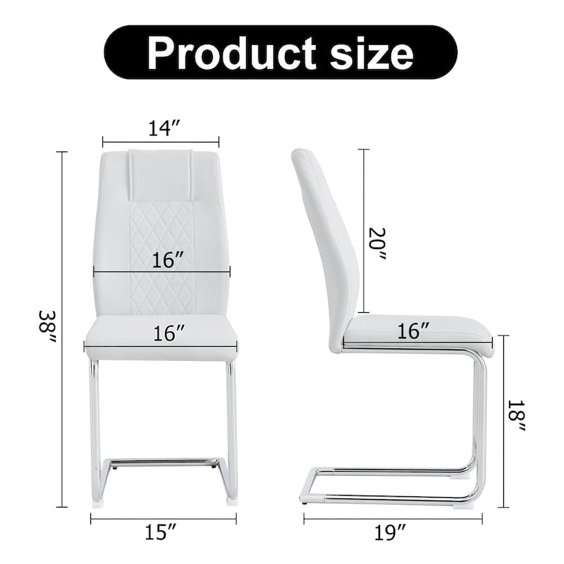 Lot de 6 chaises de salle à manger modernes, assise rembourrée en cuir souple