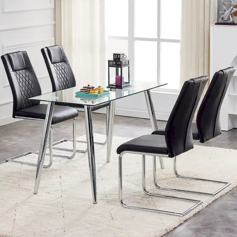 Lot de 6 chaises de salle à manger modernes, assise rembourrée en cuir souple