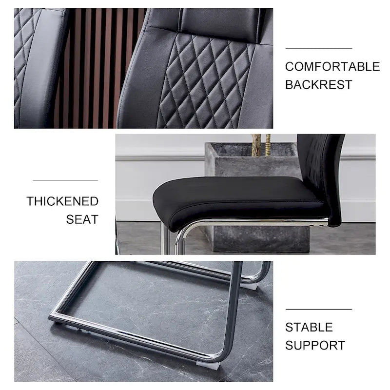 Lot de 6 chaises de salle à manger modernes, assise rembourrée en cuir souple