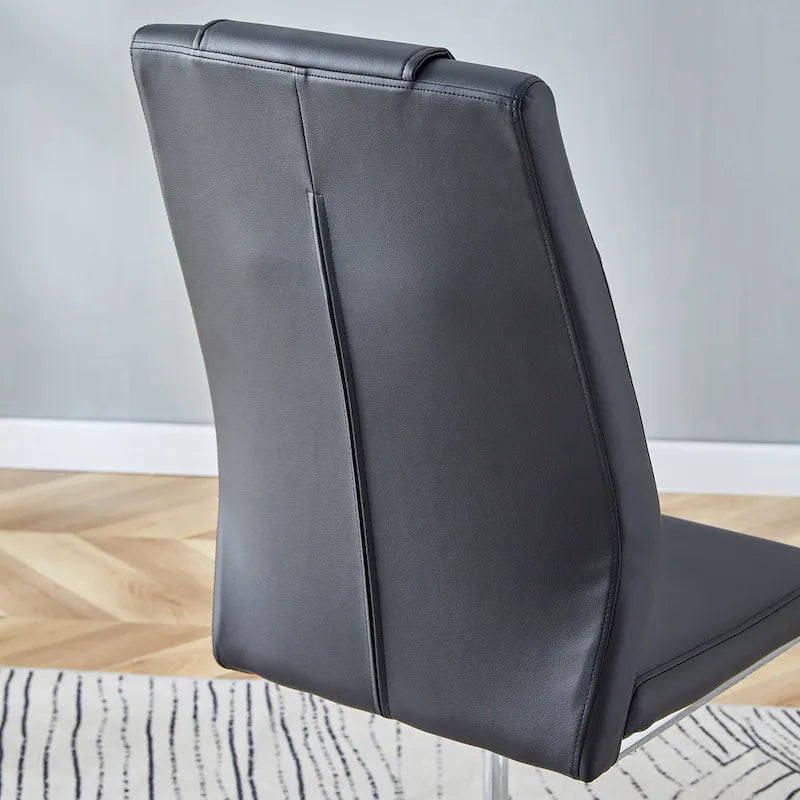 Lot de 6 chaises de salle à manger modernes, assise rembourrée en cuir souple