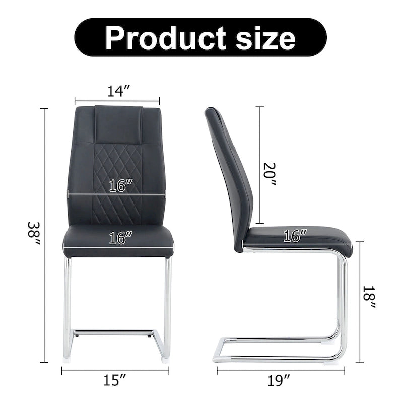Lot de 6 chaises de salle à manger modernes, assise rembourrée en cuir souple