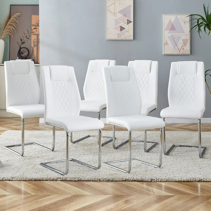 Lot de 6 chaises de salle à manger modernes, assise rembourrée en cuir souple